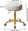 Gold Rolling Stool, Round Roller Swivel Chair, Pedicure Salon Spa Massage Stool with Wheels, PU Leather Seat Padded, Adjustable Vanity Stool 43-55 cm (White)