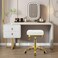 Square Rolling Stool Gold Adjustable Swivel Stools with Wheels, Vanity Lash Nail Salon Spa Roller Chair, Esthetician Massage Office Pedicure Stool, Heavy Duty Gold Plated Frame (White)