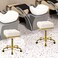 Square Rolling Stool Gold Adjustable Swivel Stools with Wheels, Vanity Lash Nail Salon Spa Roller Chair, Esthetician Massage Office Pedicure Stool, Heavy Duty Gold Plated Frame (White)