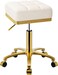 Square Rolling Stool Gold Adjustable Swivel Stools with Wheels, Vanity Lash Nail Salon Spa Roller Chair, Esthetician Massage Office Pedicure Stool, Heavy Duty Gold Plated Frame (White)
