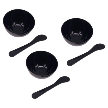 3 Sets Plastic Facial Mask Mixing Bowl with Plastic Spatula Facemask Bowl Mud Mask Mixing Bowl DIY Skin Care Mixing Tool Kit for Lady Women Home Beauty Salon Use, Black