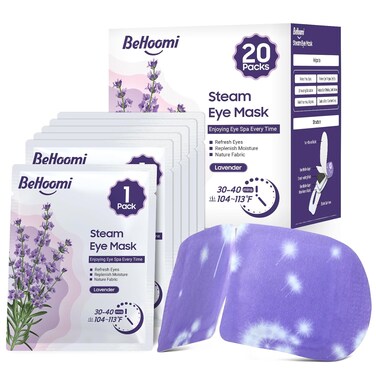 20 Packs Steam Eye Mask, Heated Eye Mask Warm Compress for Eyes, Disposable Self Heating Eye Mask for Sleep, Spa, Travel Essentials &amp; Relaxation Gifts for Women, Stocking Stuffers (Lavender)