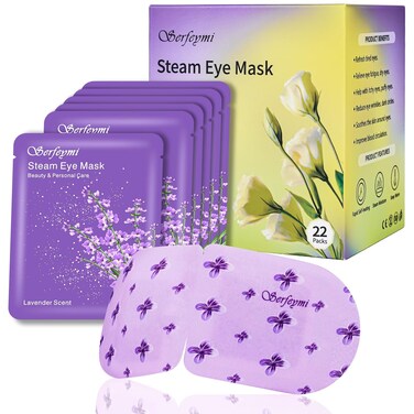 Serfeymi 22 Packs Steam Eye Mask Self-Heating Warm Eye Mask, Disposable Eye SPA Heated Eye Mask for Sleeping, Relieve Eye Fatigue, Gifts for Mother's Day, SPA Care (Lavender)
