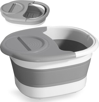 Collapsible Foot Bath Basin, Portable Foot Soak Tub Collapsible Spa Bucket for Soaking Feet with Lid and Massage for Home Soothe Tired Muscles