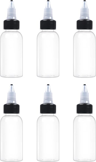 6 Pcs 1oz Plastic Squeeze Bottles with Twist Top Cap, 30ml Clear Dispensing Bottles, Empty Squirt Bottle for Liquids, Sauces, Arts, Crafts, Travel