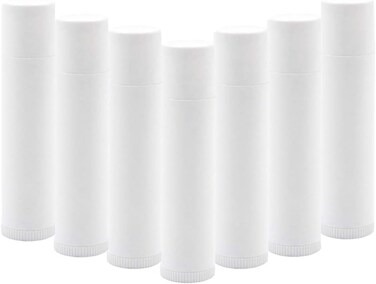 50 PCS White Plastic Empty Lip Balm Tubes Containers DIY Lipstick Lip Salve Tubes Holder Dispenser for Travel Business Trip Camping Hiking