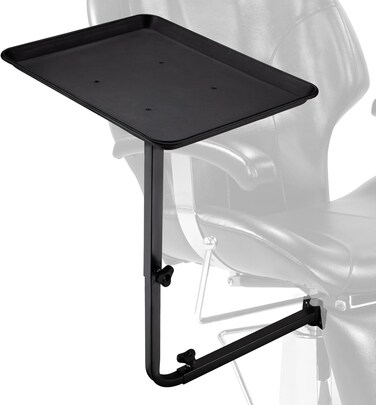 Noverlife Salon Metal Tray Attached to Chair, 360 Degree Rotation Barber Chair Tray for Hairdressing Tools, Fully Adjustable Hairstylist Chair Tray w/o Wheels for Salon Barber Tattoo Tools Make-ups