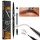Microblading Eyebrow Pen Brow Pencil Waterproof Eyebrow Pen 2-in-1 Dual-Ended Eyebrow Pencil with 4-Fork Tip &amp; Spoolie Brush for Long-Lasting Hairlike Eyebrow Pen, Light Brown