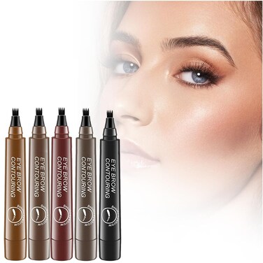 5PCS Magic Eyebrow Pencil, Microblading Eyebrow Pencil Contouring Pen, 4 Tipped Precise Brow Pen, Fine Stroke Microblading Eyebrow Pencil Natural