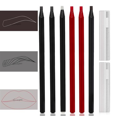 Microblading Supplies Waterproof Eyebrow Pencil-6 Pieces Red Brow Lips Mapping Pencil Set For Marking, Filling, Outlining, Tattoo Makeup Kit And Permanent Makeup Eye Brow Lip Liners (6PCS Mixed Color)