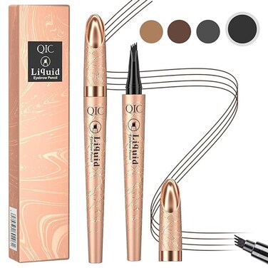 Eyebrow Pencil,Waterproof Brow Pen with Micro-Fork Tip,Smudgeproof Long Lasting Fine Sketch Microblading Pen，Natural Looking Eye Makeup Eyebrow Pen-03#Grey color