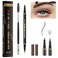 Eyebrow Pen, Soleira Waterproof Eyebrow Pencil with 4 Tip Microblading Eyebrow Pen and Dual-ended Eyebrow Brush, for Natural-Looking Brows, Long-Lasting, Dark Brown