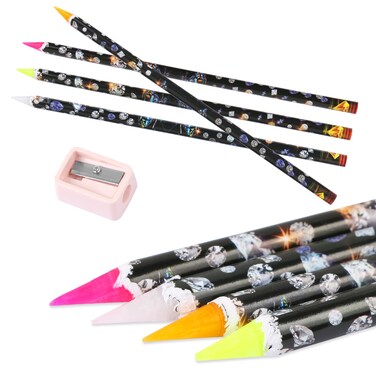 4 Pcs Diamond Art Pen Rhinestone Picker Pencil Nail Point Drill Pen Self Adhesive Resin Picker Dotting Wax Pencil Gem Pick up Tools for Nail Art DIY Decoration with Pencil Sharpener