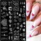 6 Sheets Valentine's Day Rose Heart Nail Stamper Template Kit with 1 Silicone Stamper 1 Scraper Flower Rose Heart Patterns Nail Decoration for Women Nail Stencil Supplies