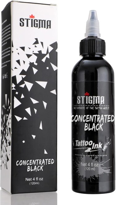 STIGMA Tattoo Ink Black 4 OZ 120ml Lining Black, USA Standard Tattoo Pigment Concentrated Black Color Evenly Vibrant and Bright