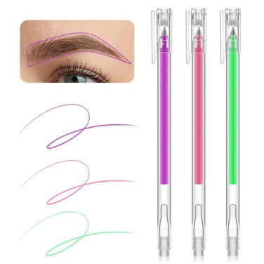 Brow Mapping Pen, 3 Colors Eyebrow Lip Positioning Pen, Brow Gel Pen for Brow Mapping, Microblading Eyebrow Marker Pen, Eyebrow Permanent Makeup Position Mapping Mark Tools