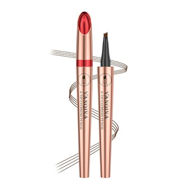Liquid Microblading Light Brown Eyebrow Pencil. - Waterproof, Long-Lasting, Natural, 4-Point Fork-Tip Eyebrow Pen（Light Brown 1#）