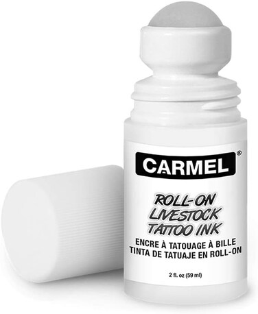 Carmel Livestock Tattoo Ink in a Roll-On Applicator (Black), Permanent Animal Tattoo Ink