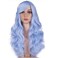 RightOn Light Blue Wig Long Curly Wig with Bangs Blue Wigs for Women Light Blue Wigs Long Wavy Blue Wig with Wig Cap