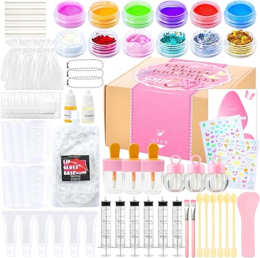 WhizToys 74 PCS Lip Gloss Making Kit, DIY Make Your Own Lip Gloss Kit Beginner,Fun Craft Set for Girls Kids Teens Women, Birthday Gift Set for Girl,Woman