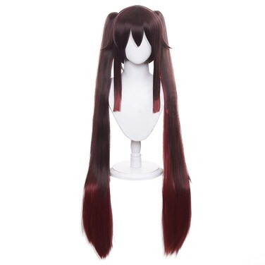 Long Ponytails Ombre Colored Hu tao Cosplay Wig Costume Halloween Wigs