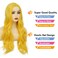 Yellow Wig Long Curly Wavy Yellow Wig Middle Part Cosplay Wig Synthetic Heat Resistant Costume Halloween Wigs for Women Girls
