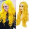 Yellow Wig Long Curly Wavy Yellow Wig Middle Part Cosplay Wig Synthetic Heat Resistant Costume Halloween Wigs for Women Girls