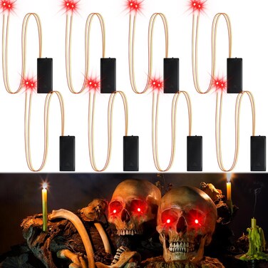 8Pack Halloween Glowing LED Eyes for Mask,Halloween LED Glowing Light Up Eyes,Glowing Eyes Lights for Halloween Skulls