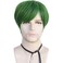 Mens Green Wig Short Straight Green Boys Anime Wig Heat Resistant Synthetic Hair for Halloween Cosplay