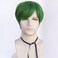 Mens Green Wig Short Straight Green Boys Anime Wig Heat Resistant Synthetic Hair for Halloween Cosplay