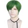 Mens Green Wig Short Straight Green Boys Anime Wig Heat Resistant Synthetic Hair for Halloween Cosplay