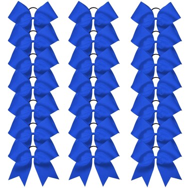 Oaoleer 21PCS 8" Large Cheer Bows Royal Blue Bows Jumbo Cheerleader Bow with Ponytail Holder Elastic Band Handmade for Cheerleading Teen Girls College Sports