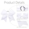 Oaoleer 21PCS 8" Large Cheer Bows White Bows Jumbo Cheerleader Bow with Ponytail Holder Elastic Band Handmade for Cheerleading Teen Girls College Sports