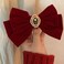 2 Pcs Velvet Hair Bows Red Ribbon Clips, Cute Duckbill Clip Hair Decor, Rose pearl Elegant Design, for Long and Short Hair, for Women Girls Party Holiday Birthday Decoration