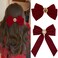 2 Pcs Velvet Hair Bows Red Ribbon Clips, Cute Duckbill Clip Hair Decor, Rose pearl Elegant Design, for Long and Short Hair, for Women Girls Party Holiday Birthday Decoration