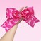 2PCS Large Breast Cancer Cheer Bows Hair Ties 12&rsquo;&rsquo; Pink Ribbon Cheerleading Bows Ponytail Holder Cheerleader Elastic Band Hair Bow for Women Girls College School Sports Hair Accessories (Pink White)