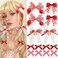 16Pcs Strawberry Cherry Hair Clips Red Hair Bows Cute Bows for Hair Mini Gingham Hair Ribbon Barrettes Alligator Clips Christmas Hair Accessories for Women and Girls