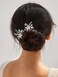 SWEETV 2Pcs Handmade Wedding Hair Pins,Flower Bridal Hair Pin-Beaded Wedding Hair Accessories for Brides, Silver