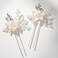 SWEETV 2Pcs Handmade Wedding Hair Pins,Flower Bridal Hair Pin-Beaded Wedding Hair Accessories for Brides, Silver