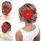 Peony Flower Hair Clip Hanfu Hairpin Bridesmaid Pin up Flower Brooch Party Wedding Decor (one size, red)