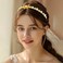 Gold Butterfly Headband Rhinestone Wedding Pearl Hairband Metal Flower Goddess Crown Headwear for Women