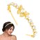 Gold Butterfly Headband Rhinestone Wedding Pearl Hairband Metal Flower Goddess Crown Headwear for Women