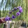 AKOAK 1 Pack Flower Crown, Bohemian Wreath for Girls Floral Tiara, Wedding Headband, Bride Bohemian Wreath/Baby Shower/Photo/Toddler (Purple)