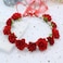 AKOAK 1 Pack Flower Crown, Bohemian Wreath for Girls Floral Tiara, Wedding Headband, Bride Bohemian Wreath/Baby Shower/Photo/Toddler (Red)