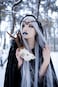 MOSTORY Handmade Moon Elf Crown - Elven Circlet Woodland Forest Headpiece Fairy Goddess Tiara Medieval Queen Accessory for Women Girls Halloween Cosplay Renaissance Accessory Green