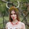 MOSTORY Handmade White Antler Headband Woodland Mushroom Hairband Forest Floral Headpiece Deer Horn Fairy Crown for Women Girls Renaissance Cosplay Wedding Halloween Masquerade Photo Prop Green
