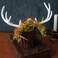 MOSTORY Handmade White Antler Headband Woodland Mushroom Hairband Forest Floral Headpiece Deer Horn Fairy Crown for Women Girls Renaissance Cosplay Wedding Halloween Masquerade Photo Prop Green