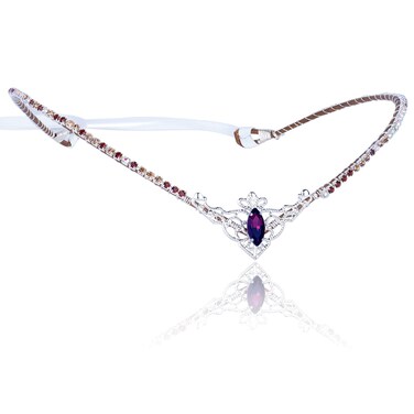 MOSTORY Handmade Elf Crystal Crown Fairy Tiara Purple Rhinestone Circlet Elven Headpiece for Women Girls Renaissance Halloween Cosplay Party Wedding Accessary