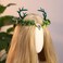 MOSTORY Green Woodland Antler Crown - Handmade Floral Fairy Headpiece Forest Elf Tiara Leaf Elven Circlet for Women Renaissance Renfaire Cosplay Photo Shoot Halloween Accessory