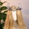 MOSTORY Light up Fairy Crown - Silver Antler Crown Flower Heapiece Elf Floral Circlet Woodland Headband for Women Halloween Outfit Renaissance Ren Faire Cosplay Photo Shoot